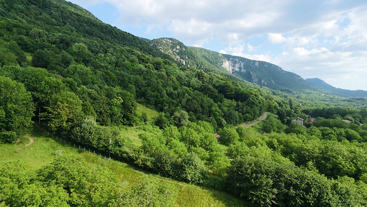 Vue au sud à l'aplomb de la ferme